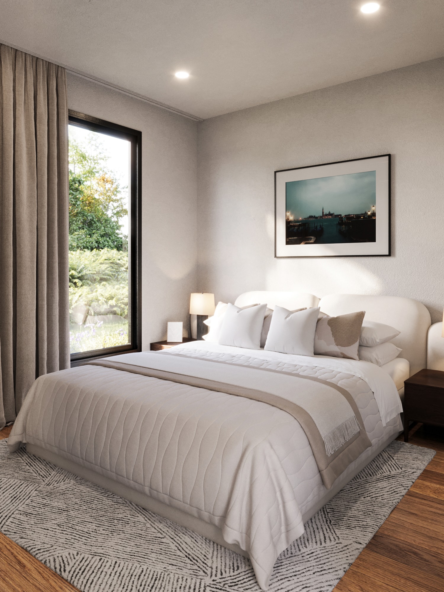 Bedroom in a Dwellix granny flat with built-in robe and timber floor
